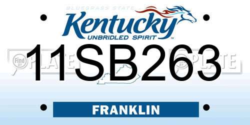 11SB263 Kentucky License Plate