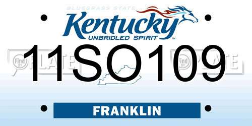 11SO109 Kentucky License Plate