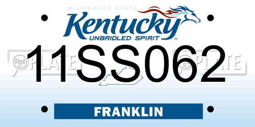 11SS062 Kentucky License Plate