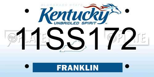 11SS172 Kentucky License Plate