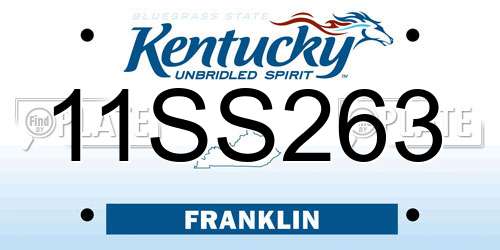 11SS263 Kentucky License Plate