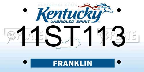 11ST113 Kentucky License Plate