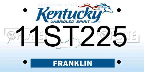 11ST225 Kentucky License Plate