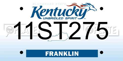 11ST275 Kentucky License Plate