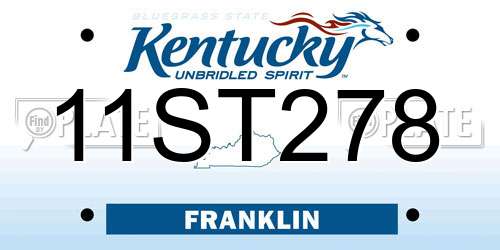 11ST278 Kentucky License Plate