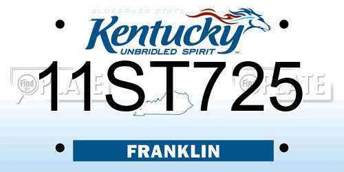 11ST725 Kentucky License Plate
