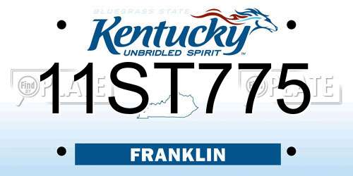 11ST775 Kentucky License Plate