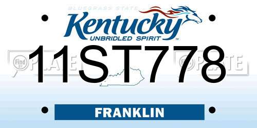 11ST778 Kentucky License Plate