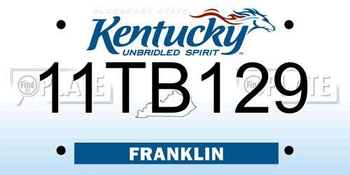 11TB129 Kentucky License Plate