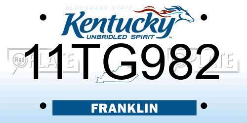 11TG982 Kentucky License Plate
