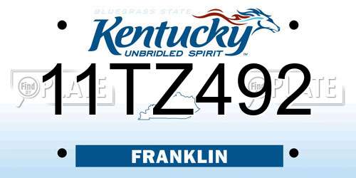 11TZ492 Kentucky License Plate