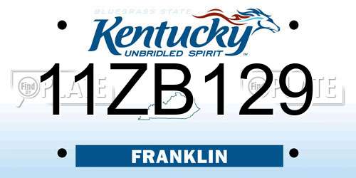 11ZB129 Kentucky License Plate