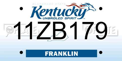 11ZB179 Kentucky License Plate