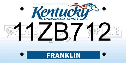11ZB712 Kentucky License Plate