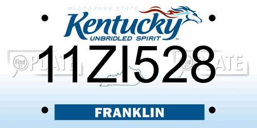11ZI528 Kentucky License Plate