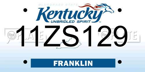 11ZS129 Kentucky License Plate