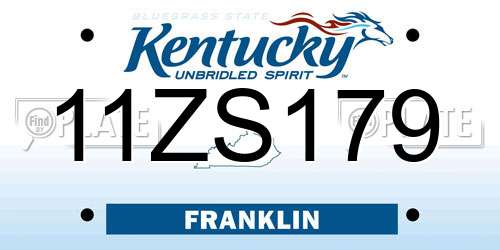 11ZS179 Kentucky License Plate