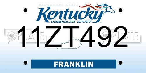 11ZT492 Kentucky License Plate