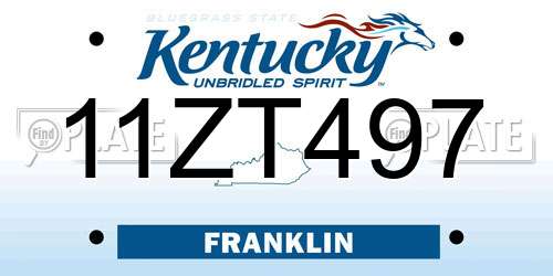 11ZT497 Kentucky License Plate