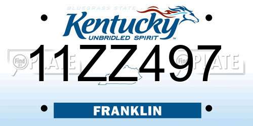11ZZ497 Kentucky License Plate