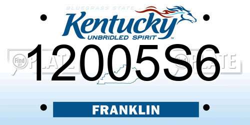 12005S6 Kentucky License Plate