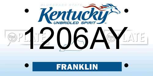 1206AY Kentucky License Plate