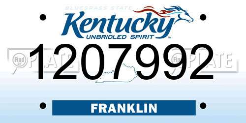 1207992 Kentucky License Plate