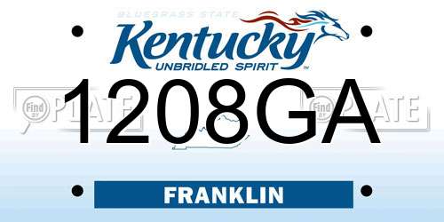 1208GA Kentucky License Plate