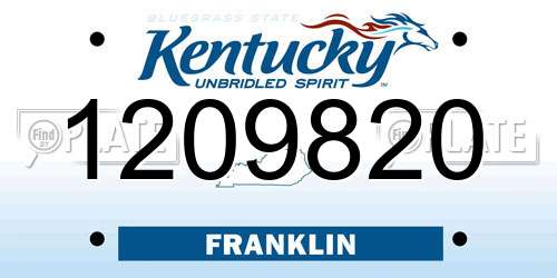 1209820 Kentucky License Plate