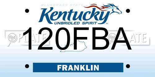 120FBA Kentucky License Plate