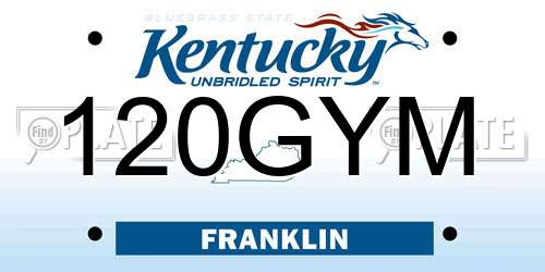 120GYM Kentucky License Plate