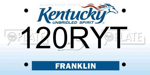 120RYT Kentucky License Plate