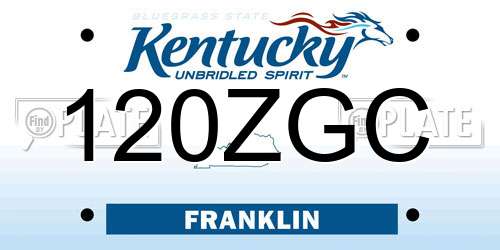 120ZGC Kentucky License Plate