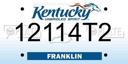 12114T2 Kentucky License Plate