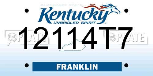 12114T7 Kentucky License Plate