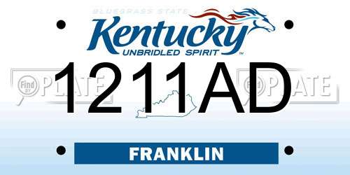 1211AD Kentucky License Plate
