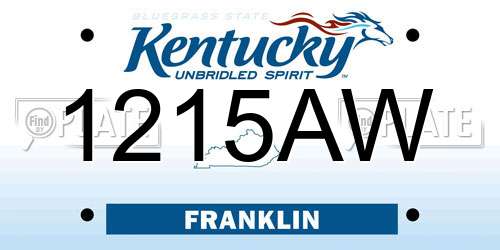 1215AW Kentucky License Plate