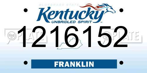 1216152 Kentucky License Plate