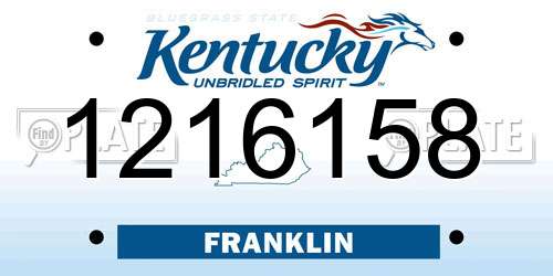 1216158 Kentucky License Plate