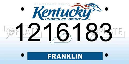 1216183 Kentucky License Plate