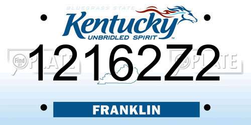 12162Z2 Kentucky License Plate