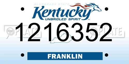 1216352 Kentucky License Plate
