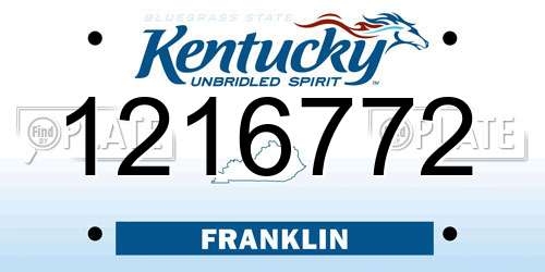 1216772 Kentucky License Plate