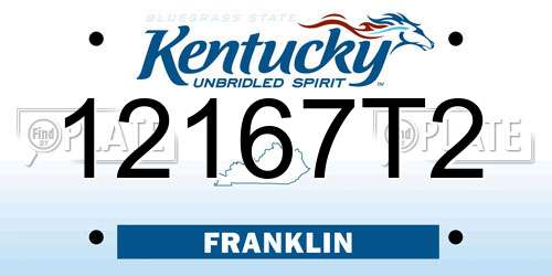 12167T2 Kentucky License Plate