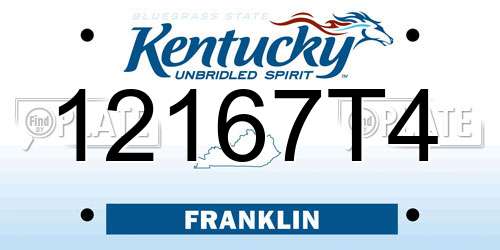 12167T4 Kentucky License Plate