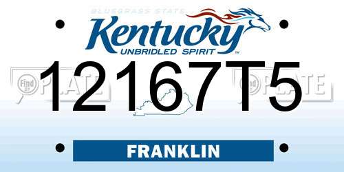 12167T5 Kentucky License Plate