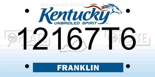 12167T6 Kentucky License Plate