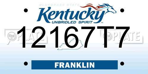 12167T7 Kentucky License Plate