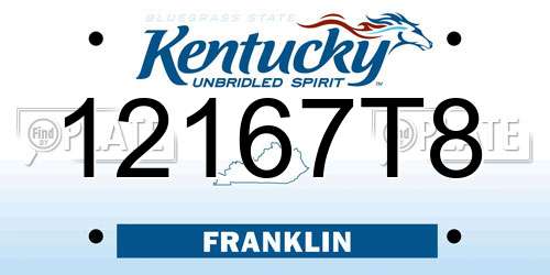 12167T8 Kentucky License Plate