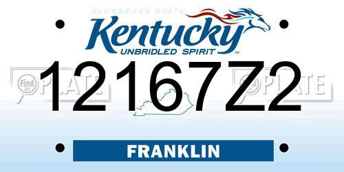 12167Z2 Kentucky License Plate